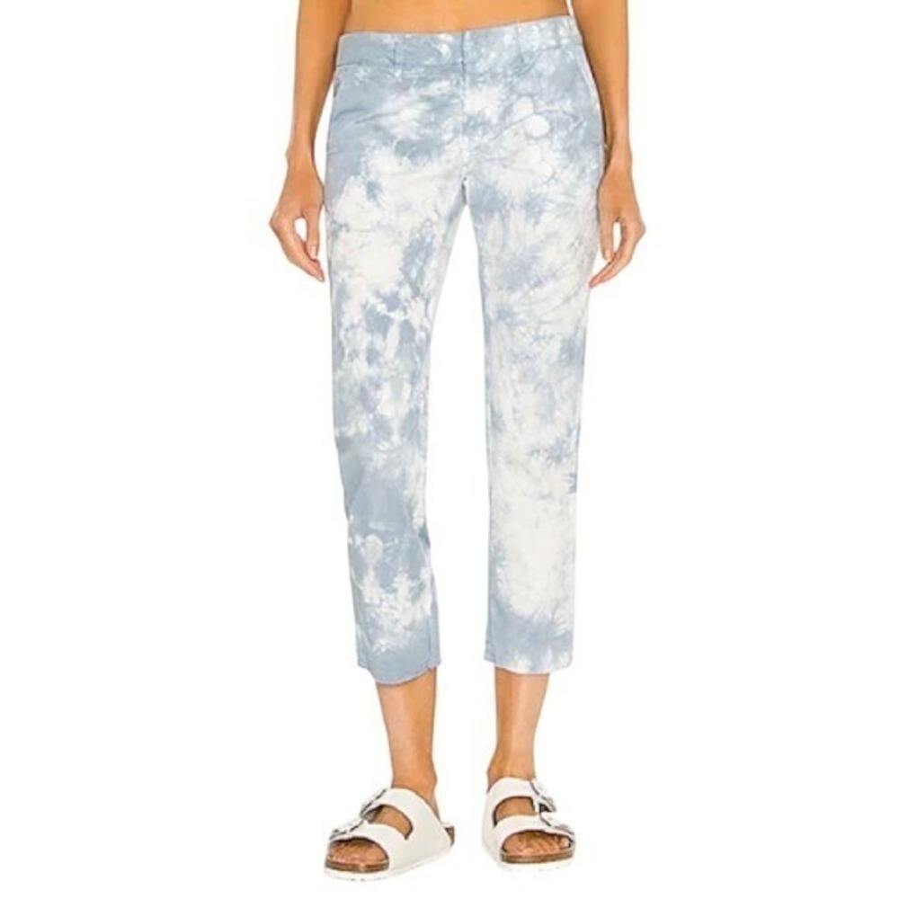Nili Lotan Size 6 East Hampton Ankle‎ Crop Straight Leg Pant Light Blue Tie Dye